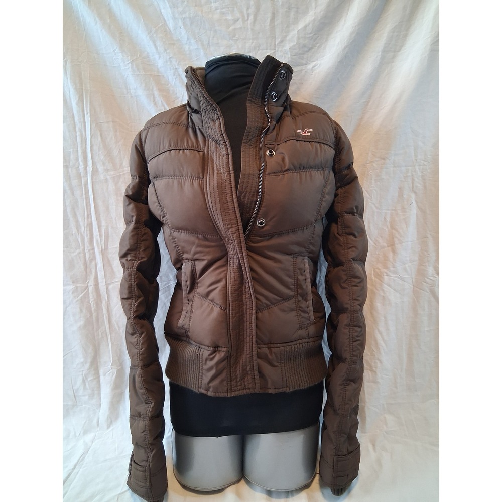 Hollister Women's Medium Feathered Y2K Coat Brown No Hood